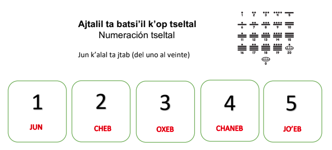 Numeración tseltal del 1 al 20